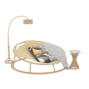 furniture rattan chair table 3D model