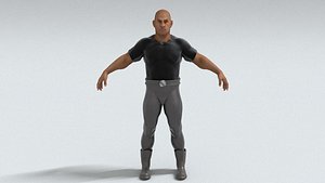 3D laos Game Male in Leather model