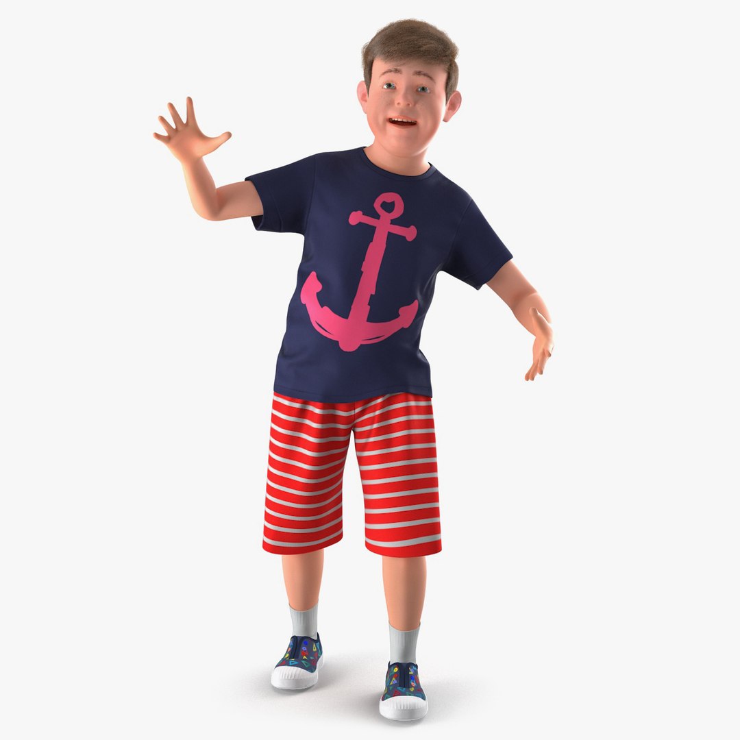 Realistic Modern Teenage Boy Rigged 3D Model 3D model preview
