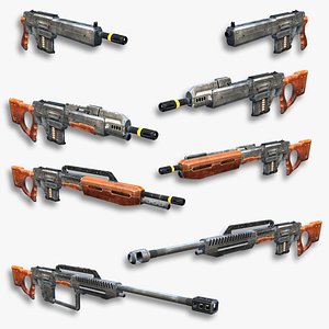 3d set sci-fi assault rifles model