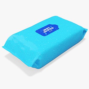 Wet Wipes in a Large Blue Package 3D model