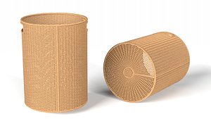 3D model Wicker Basket Cylinder Shape Midpoly