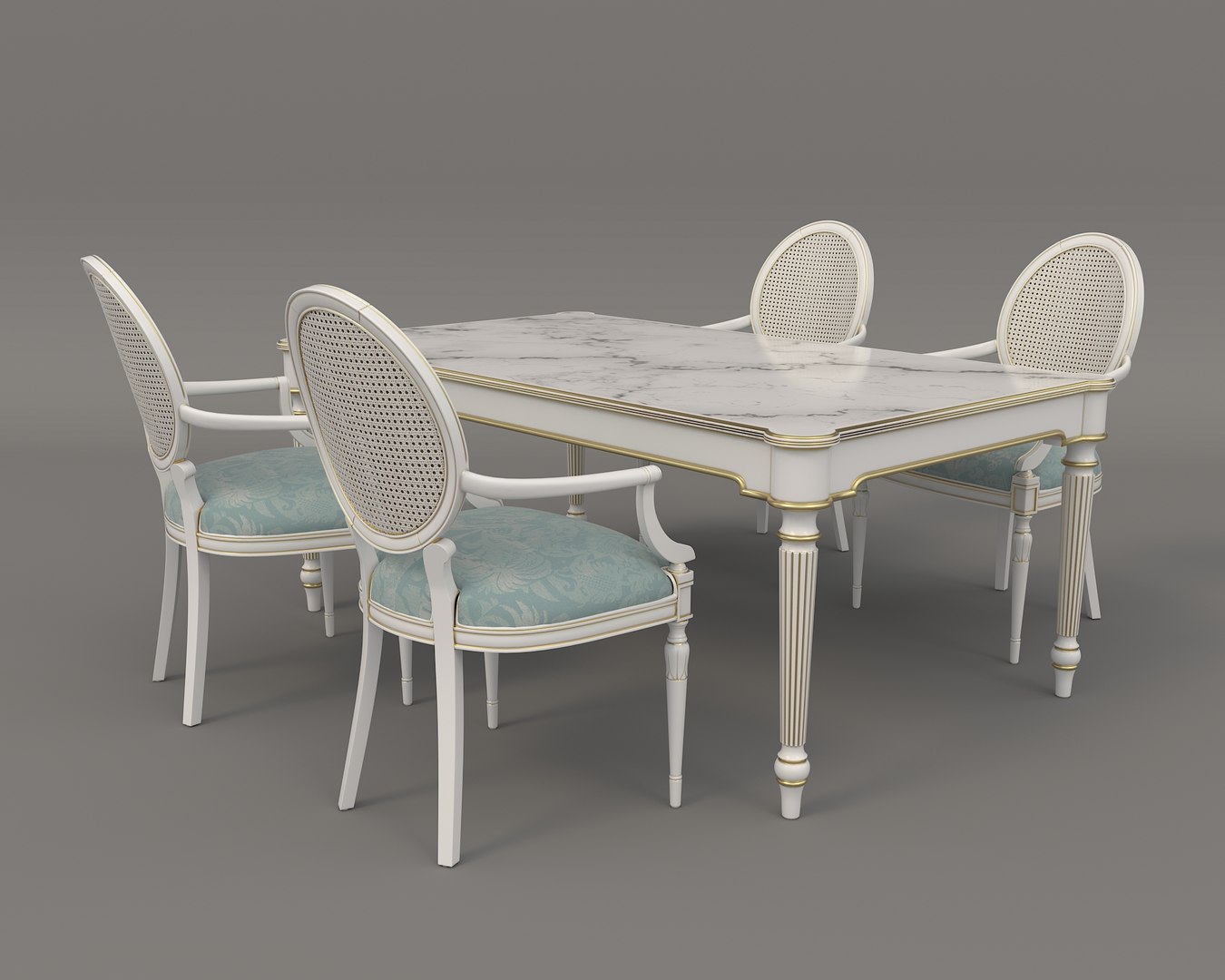 3D European Style Dining Table And Chairs 11 TurboSquid 2200217