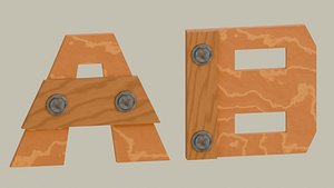 Wooden Fonts Style 1 Signage Pack 3D model