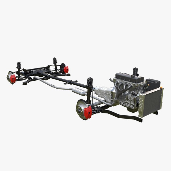 Rear Wheel Drive Chassis and 4-in line Engine 3D