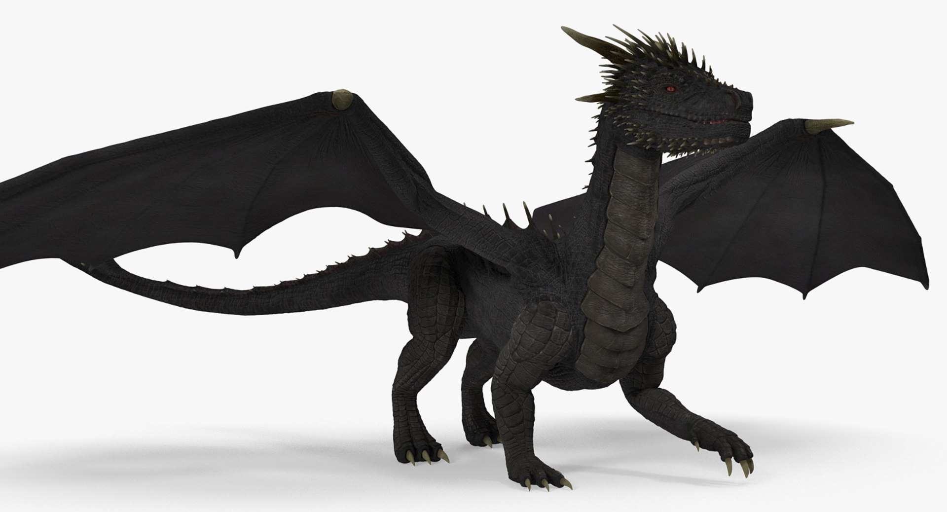 Mythical Black Dragon Walking 3D Model 3D model preview
