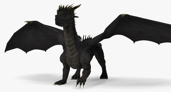 3D mythical black dragon walking model - TurboSquid 1330082