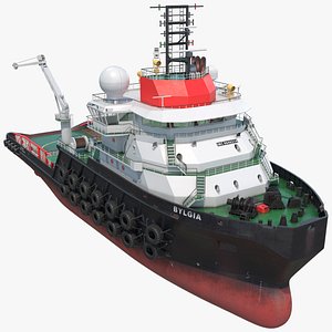 Bylgia Deep-Sea Anchor Handling Tug Rigged for Maya 3D
