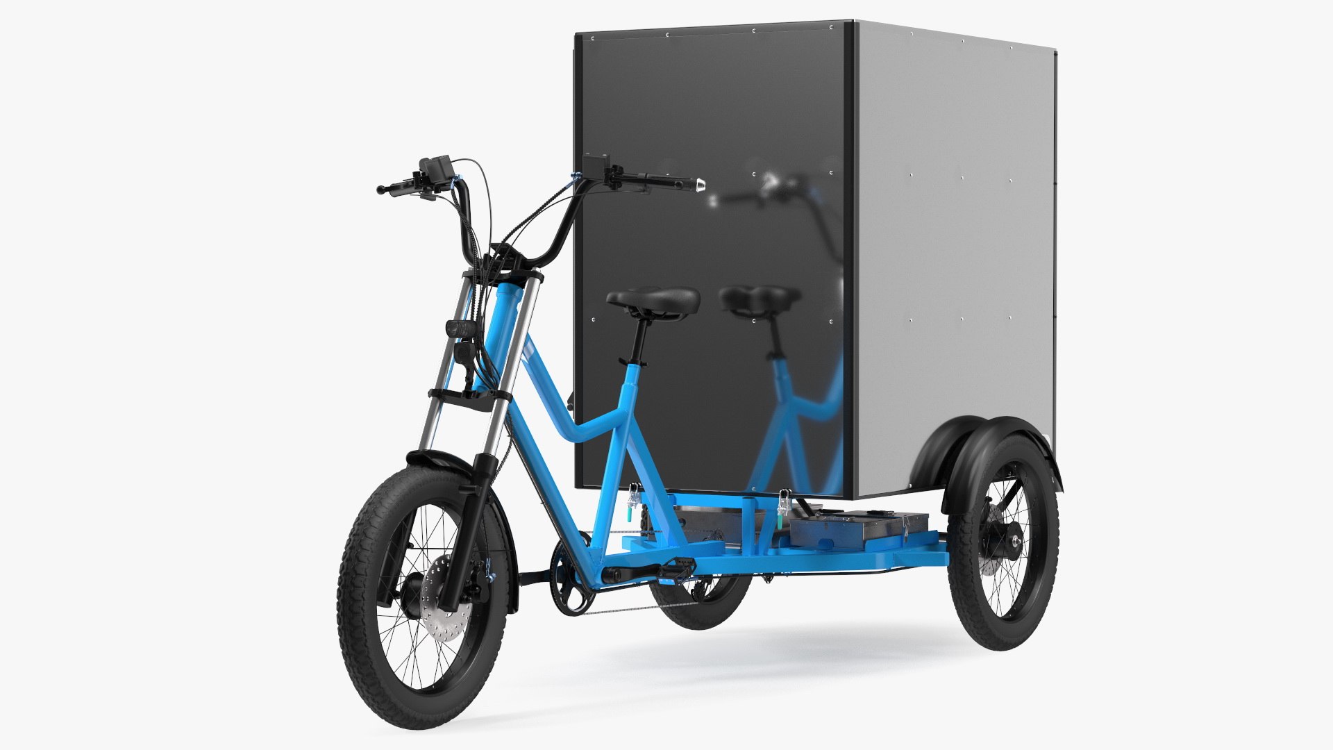 Commercial Grade Electric Trike with Cargo Box Rigged 3D model preview