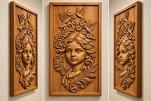 Enchanted Hummingbird Lady 3D Bas Relief