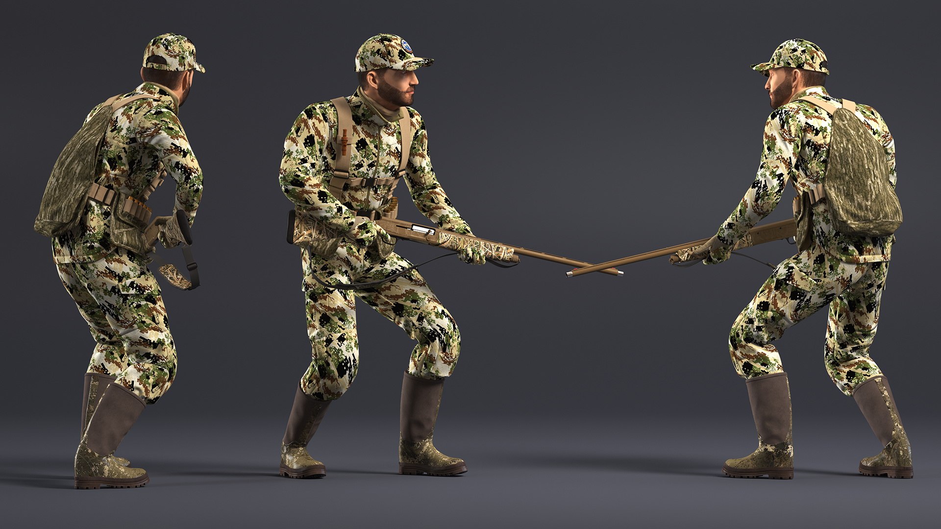3D Creeping Duck Hunter in Forest Camo Fur https://p.turbosquid.com/ts-thumb/qE/V6QuXt/6i/creepingduckhunterinforestcamofurvray3dmodel008/jpg/1663281482/1920x1080/fit_q87/6afafa1fa3d42b11c1d8cb18444d46c2030325a0/creepingduckhunterinforestcamofurvray3dmodel008.jpg