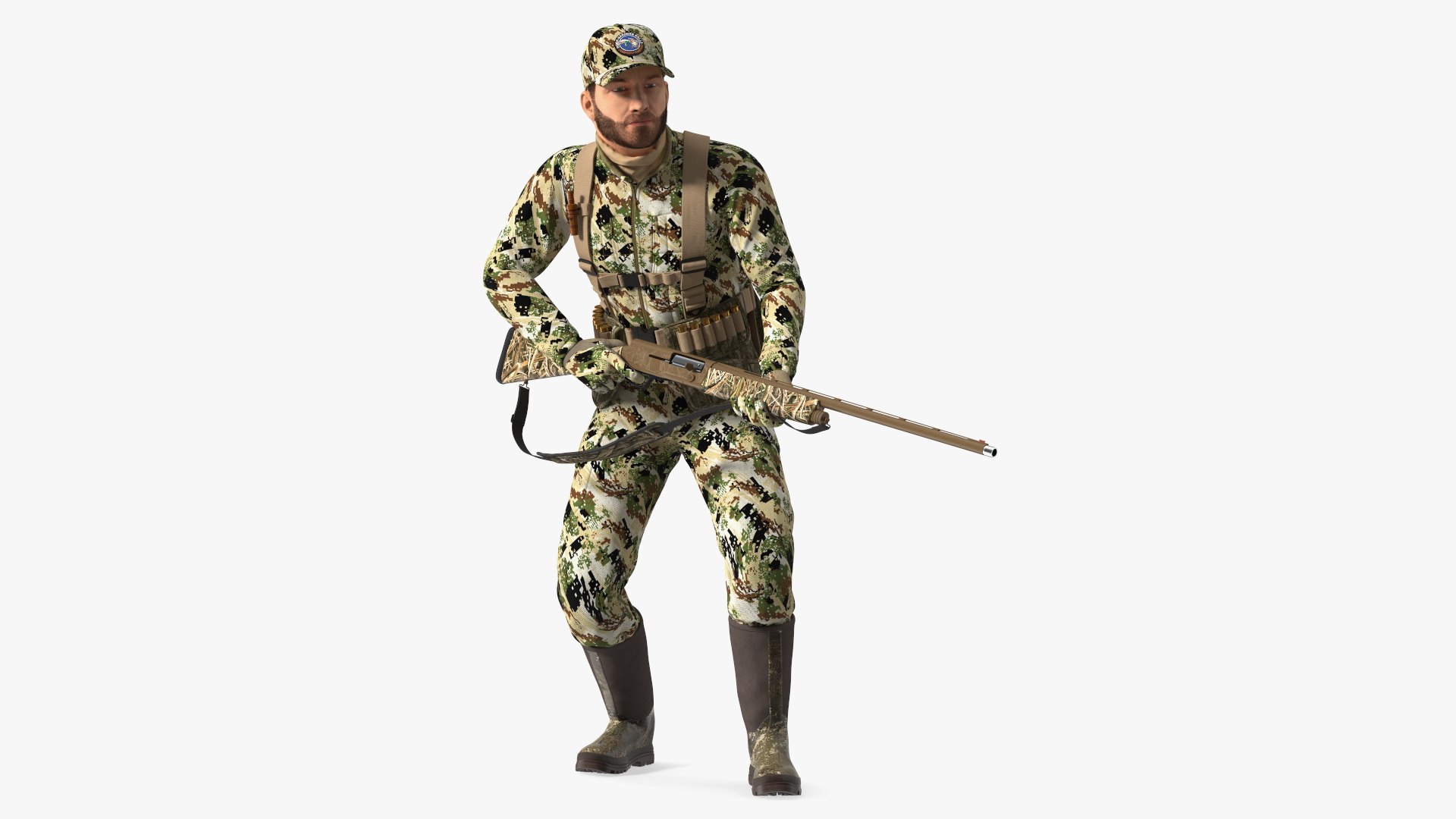 Creeping Duck Hunter in Forest Camo Fur 3D model preview