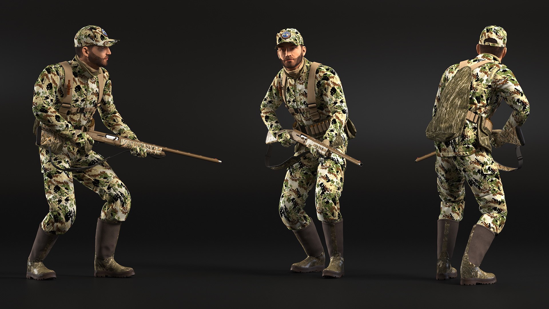 3D Creeping Duck Hunter in Forest Camo Fur https://p.turbosquid.com/ts-thumb/qE/V6QuXt/gX/creepingduckhunterinforestcamofurvray3dmodel007/jpg/1663281479/1920x1080/fit_q87/f437b79ce07fb85ff1c97fad256fce74684335a5/creepingduckhunterinforestcamofurvray3dmodel007.jpg
