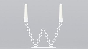 Alphabet W White Chain Candleholder 3D Model True PBR Renders Zero Cleanup UVs 4K PBR Textures model