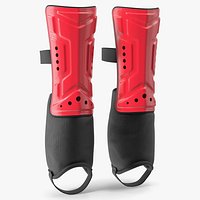 Soccer Leg Guards with Padded Ankle Sleeve Red