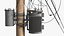 Wooden Utility Pole with Transformer Brown Old