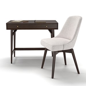 West Elm Mid-Century Mini Desk - Dark Mineral and Swivel Office Chair