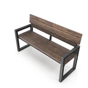 Weathered Outdoor Park Bench 14