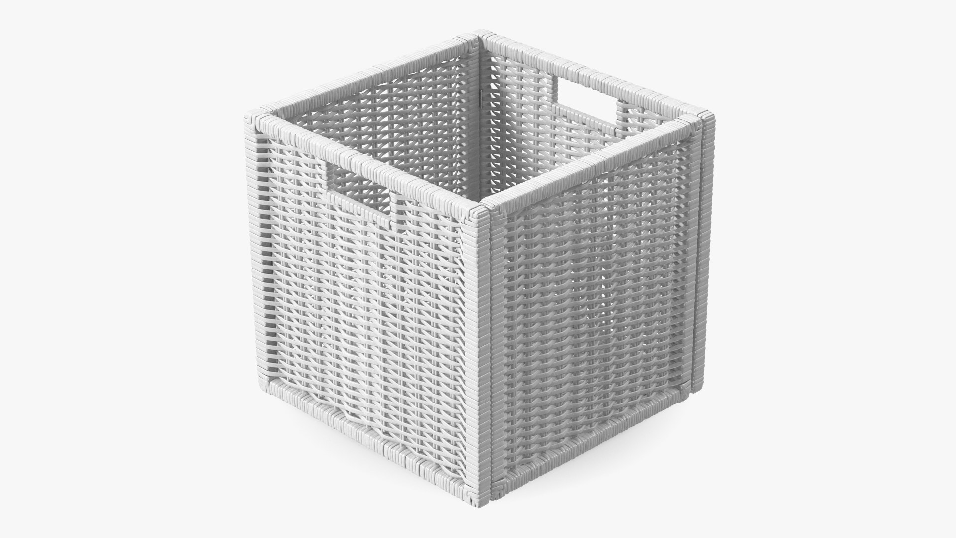 Rattan Storage Basket White 3D model preview