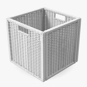 Rattan Storage Basket White 3D model