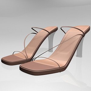 stylish square-toe chunky-heel slide 3D model