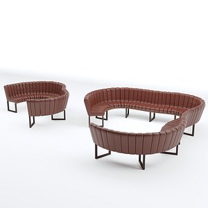 3D Metal Framed Curved Banquette Seating model