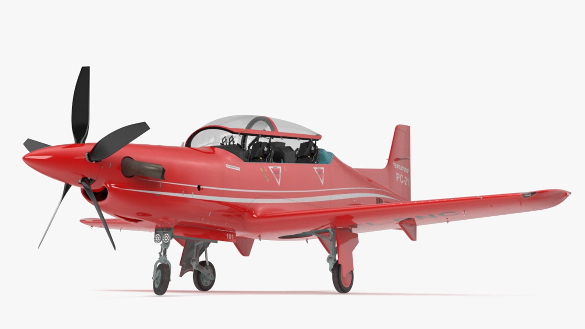 Training Aircraft Pilatus PC-21 Red Rigged 3D model preview