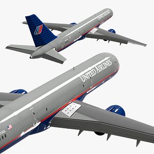 United Airlines Boeing 757 Rigged for Maya model