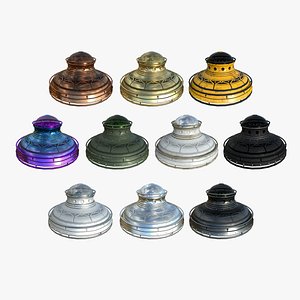 10 Alien Spaceship UFO F Collection Full White - Sci Fi Spacecraft Design 3D model