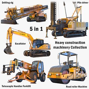 Construction Machinery Collection 5 in 1 vol 1 PBR 3D model