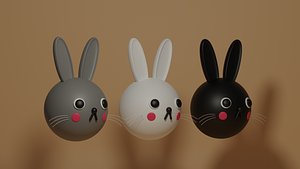 3D Cartoon Cute Bunny Rabbit Collection model