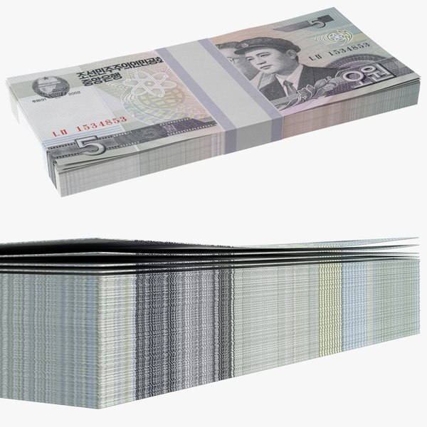 3D North Korea 5 Won Banknotes Bundle