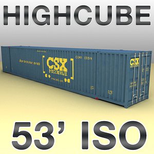 3d model highcube container ship