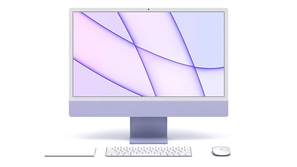 iMac24インチ2021パープルキーボード-マウス-トラックパッド付き3D ...