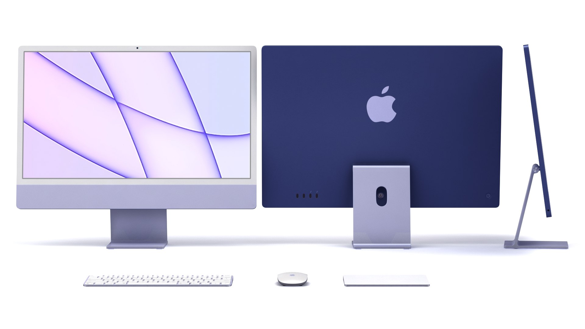 IMac 24 inch 2021 Purple with Keyboard-Mouse-Trackpad 3D model