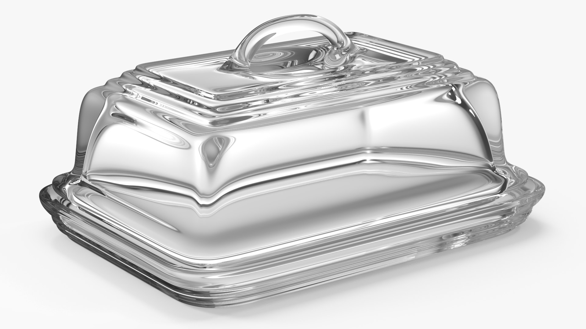 Glass Butter Dish 3D model preview