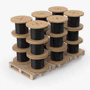 Cable Reel Drums On Pallet 3D model