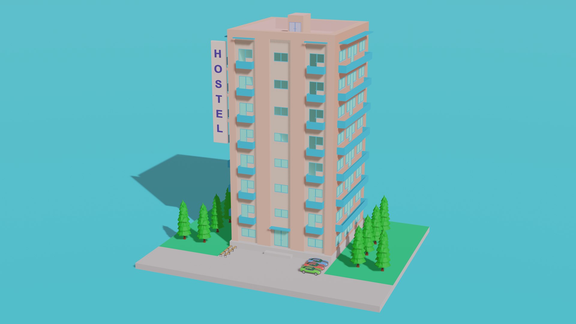 3D Low Poly Hostel Model - TurboSquid 2117010