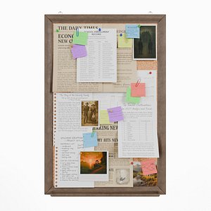 Customizable Wooden Wall Cork Board - Tall Classic Pin Notice Board 3D model