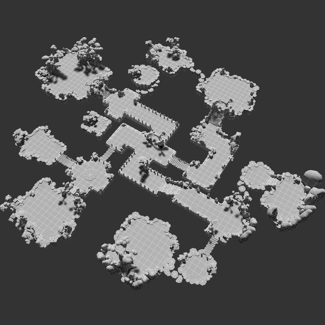 3d Fantasy Floating Islands Environment Model