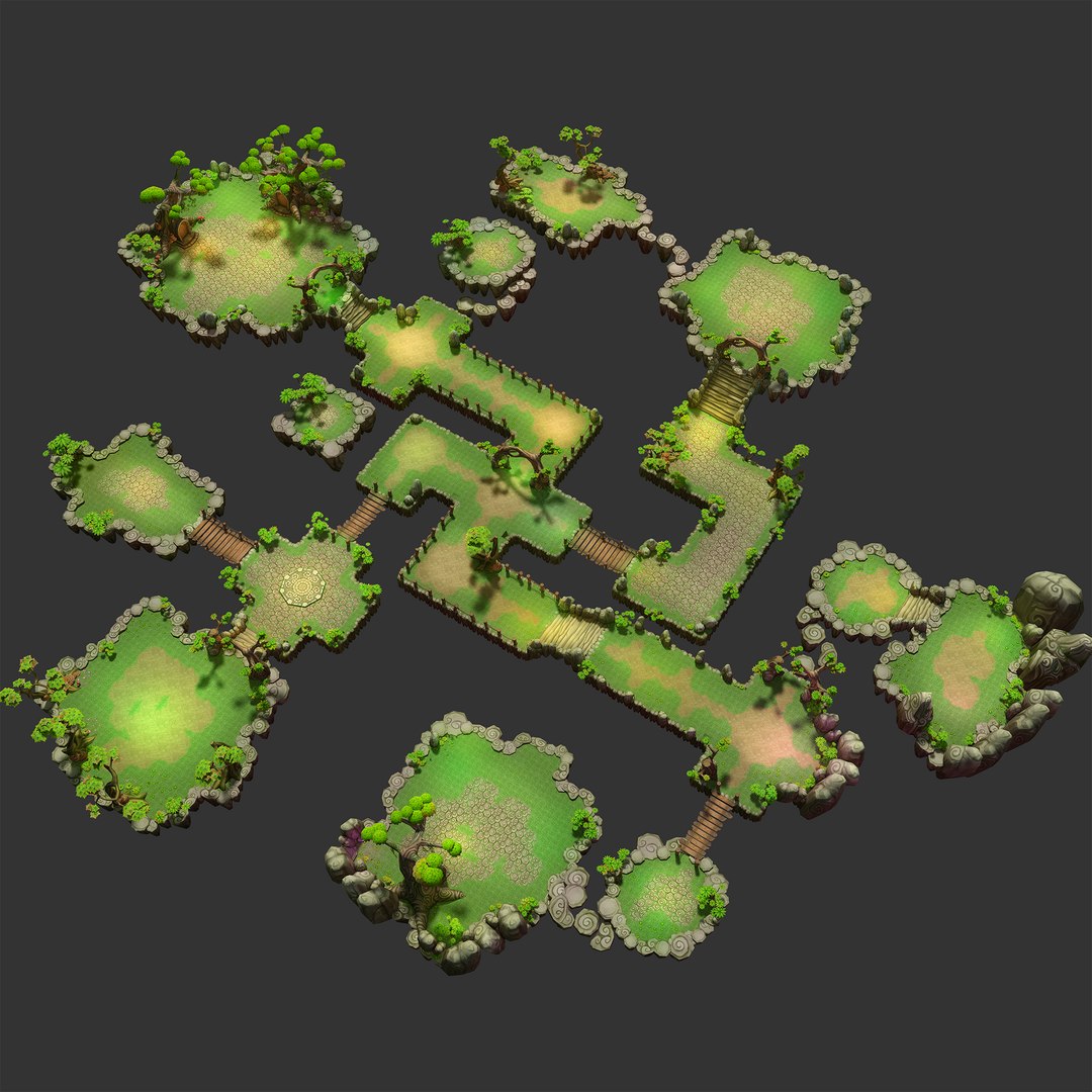 3d Fantasy Floating Islands Environment Model