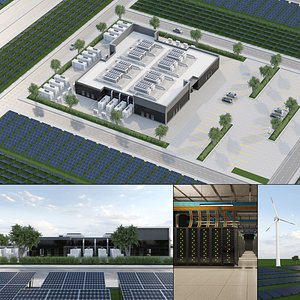 3D model Renewable Energy Data Center Campus - Wind and Solar Farm