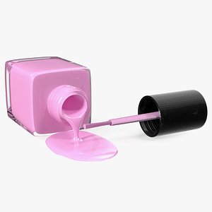 3D Bottle of Spilled Pink Nail Polish