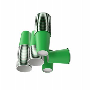 Stack Of Green Paper Cups 3D