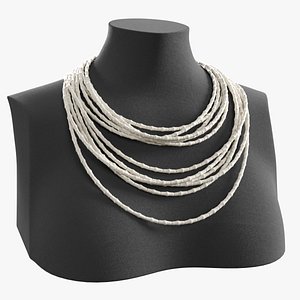 3D Beads neck decoration white