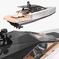 Performance Motor Yacht White Rigged for Cinema 4D