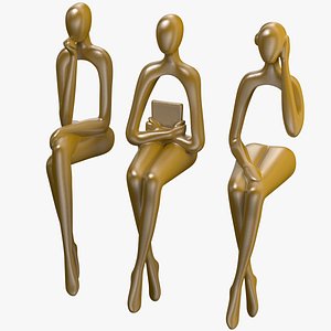 Home Decor Human Sculpture Gold Color 3D