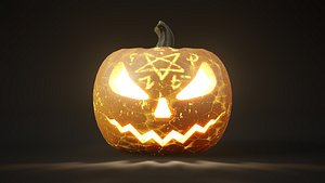 Rigged and animated conjure themed halloween pumpkin