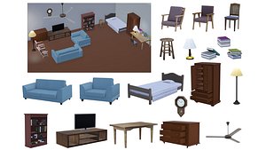 Game Ready Low Poly Furniture Pack UNITY BLEND MAX MA