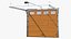 Paneled Garage Door with Windows Rigged for Maya 3D model